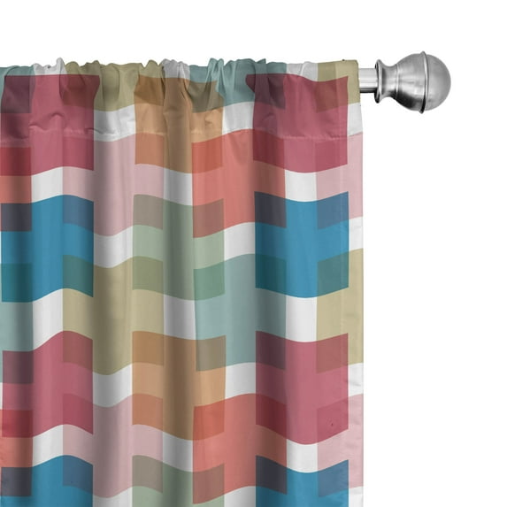 Ambesonne Geometric Curtains, Wall or Floor Squares, Pair of 28"x95", Multicolor