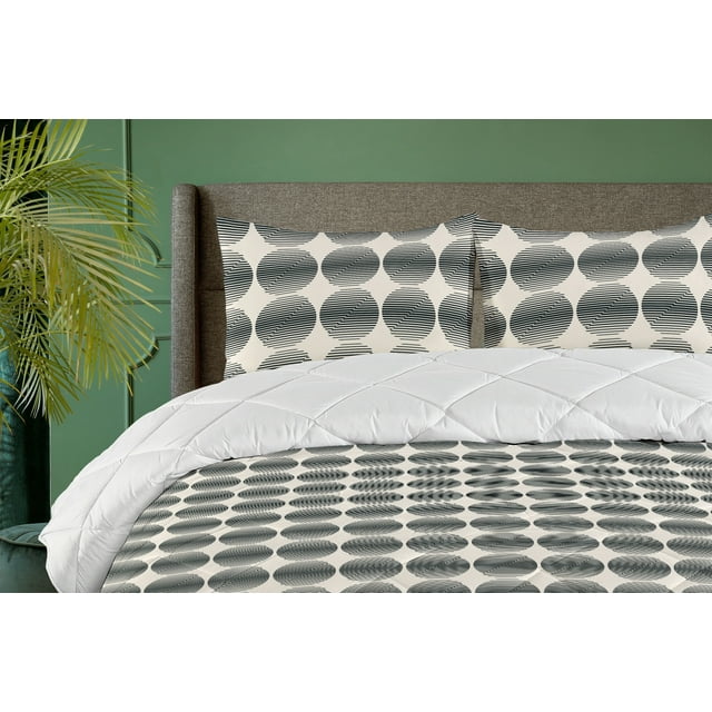 Ambesonne Geometric Down Alternative Quilt Comforter, Round Pattern ...