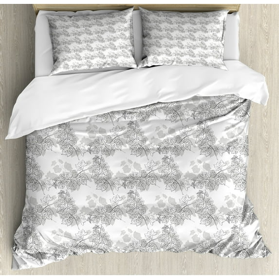 Ambesonne Geometric Duvet Cover Set, Disc Spirals Shapes, King, White Gainsboro