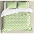 thumbnail image 1 of Ambesonne Geometric Duvet Cover Set, Green Quatrefoil Shapes, 2-Calking, Pastel Green, 1 of 7