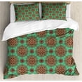 thumbnail image 1 of Ambesonne Geometric Duvet Cover Set, Mandala, 2-Calking, Green Red Yellow, 1 of 7