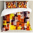 thumbnail image 1 of Ambesonne Geometric Duvet Cover Set, Modern Painting, 2-Calking, Orange Yellow and White, 1 of 7