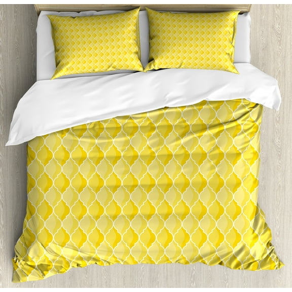 Ambesonne Geometric Duvet Cover Set, Moroccan Ombre Color, 2-Calking, Merigold Yellow