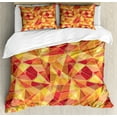 thumbnail image 1 of Ambesonne Geometric Duvet Cover Set, Mosaic Digital Style, King, Orange Marigold Red, 1 of 3