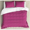 thumbnail image 1 of Ambesonne Geometric Duvet Cover Set, Sharp Rhombus Patterns, 2-Calking, Hot Pink, 1 of 7