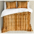 thumbnail image 1 of Ambesonne Geometric Duvet Cover Set, Wood Triangle Stripe, 2-Calking, White Brown, 1 of 3