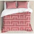 thumbnail image 1 of Ambesonne Geometric Duvet Cover Sets, Bohemian Mosaic Lines, 2-King, Dark Pink and White, 1 of 6
