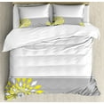 thumbnail image 1 of Ambesonne Geometric Duvet Cover Sets, Border with Flowers, 2-Queen, Pale Grey Marigold, 1 of 6