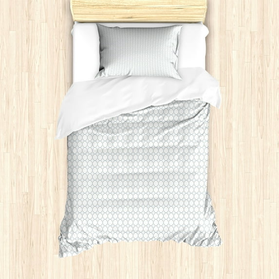 Ambesonne Geometric Duvet Cover Sets, Circles and Plus Shapes, 2-Twin, Pale Blue Grey