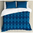 thumbnail image 1 of Ambesonne Geometric Duvet Cover Sets, Concentric Circles Art, 2-King, Azure Blue and Dark Blue Grey, 1 of 7