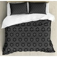 thumbnail image 1 of Ambesonne Geometric Duvet Cover Sets, Greyscale Flowers Grid, 2-King, Dark Grey and Dimgray, 1 of 7