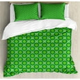thumbnail image 1 of Ambesonne Geometric Duvet Cover Sets, Retro Greenery Rounds, 2-King, Green and Apple Green, 1 of 7
