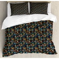 thumbnail image 1 of Ambesonne Geometric Duvet Cover Sets, Retro Halved Rounds, 2-King, Multicolor, 1 of 6