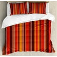 thumbnail image 1 of Ambesonne Geometric Duvet Cover Sets, Tiny and Thick Lines, 2-Queen, Red Brown Yellow, 1 of 6