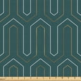 thumbnail image 1 of Ambesonne Geometric Fabric by the Yard Upholstery, Abstract Waving Shapes, 2 Yards, Hunter Green Earth Yellow, 1 of 1