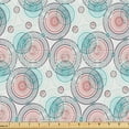thumbnail image 1 of Ambesonne Geometric Fabric by the Yard Upholstery, Circle Pattern Stripes, 5 Yards, Soft Blue and Turquoise, 1 of 5