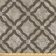 thumbnail image 1 of Ambesonne Geometric Fabric by the Yard Upholstery, Ethno Ornamental Floral, 2 Yards, Taupe and Dark Eggshell, 1 of 5