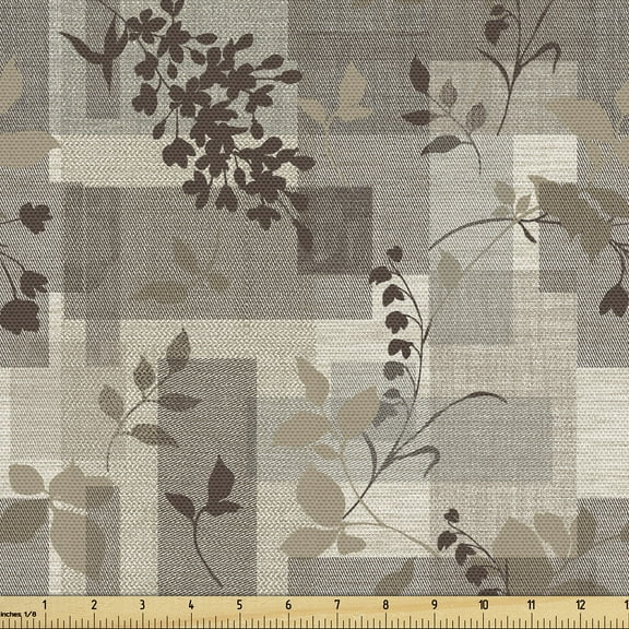 Ambesonne Geometric Fabric by the Yard, Floral Pattern Shapes Art, 1 Yard, Cocoa Dark Cocoa Beige