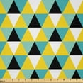 thumbnail image 1 of Ambesonne Geometric Fabric by the Yard Microfiber, Abstract Colored Triangle, 3 Yards, Yellow Turquoise, 1 of 1
