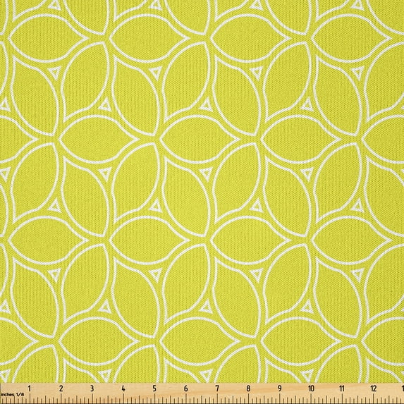Ambesonne Geometric Fabric by the Yard Microfiber, Abstract Juicy Lemons, 2 Yards, Yellow Green and White