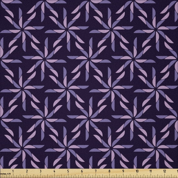 Ambesonne Geometric Fabric by the Yard Microfiber, Abstract Pattern Winter, 2 Yards, Mauve Lavender Purple