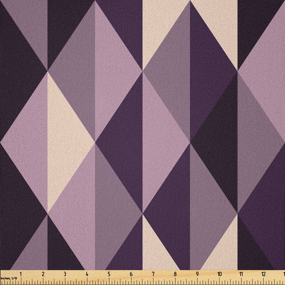 Ambesonne Geometric Fabric by the Yard Microfiber, Abstract Style Triangles, 1 Yard, Dark Purple Lilac