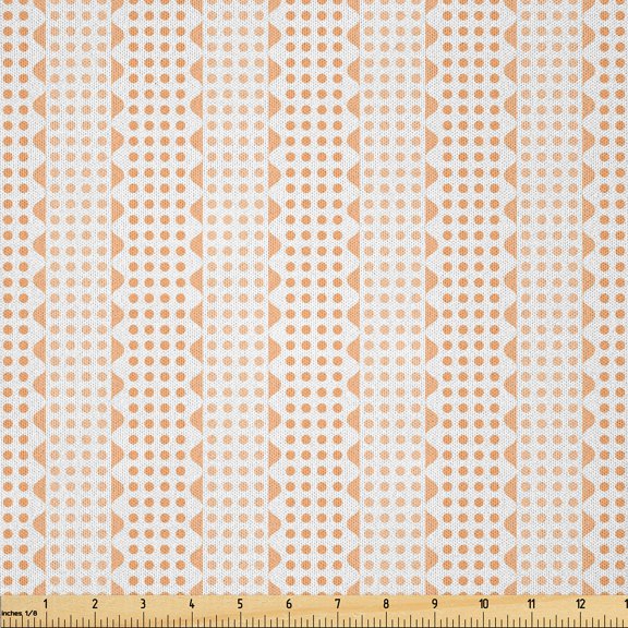 Ambesonne Geometric Fabric by the Yard Microfiber, Abstract Vertical Waves, 5 Yards, Peach Pale Peach White