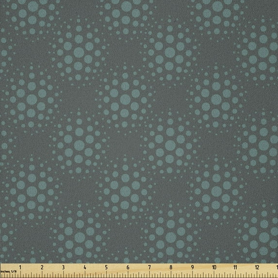 Ambesonne Geometric Fabric by the Yard Microfiber, Bitonal Small Big Dots, 3 Yards, Dark Cadet Blue and Grey Teal
