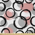 thumbnail image 1 of Ambesonne Geometric Fabric by the Yard Microfiber, Brushstroke Circle Art, 2 Yards, Blush Grey, 1 of 2