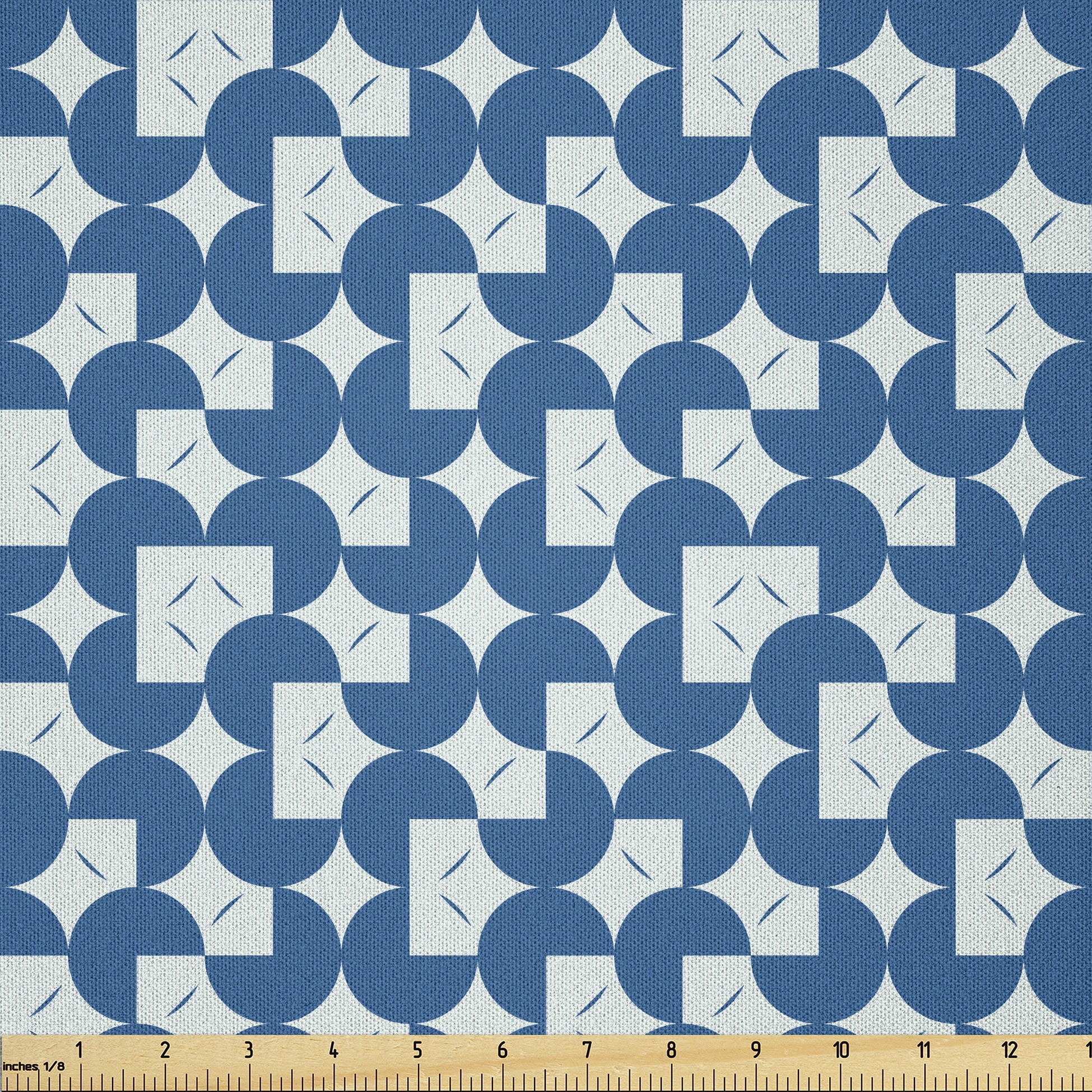 Ambesonne Geometric Fabric by the Yard Microfiber, Circle and Line ...