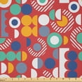 thumbnail image 1 of Ambesonne Geometric Fabric by the Yard Microfiber, Colorful Circles Dashes, 2 Yards, Dark Coral Violet White, 1 of 2