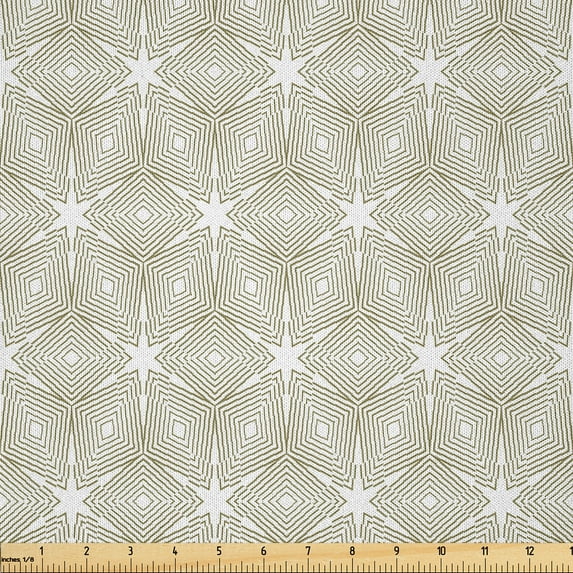 Ambesonne Geometric Fabric by the Yard Microfiber, Diagonal Stripes Plot, 5 Yards, Khaki Grey White