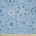 thumbnail image 1 of Ambesonne Geometric Fabric by the Yard Microfiber, Ethnic Circle and Floral, 1 Yard, Sea Blue Off White, 1 of 2