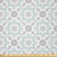 thumbnail image 1 of Ambesonne Geometric Fabric by the Yard Microfiber, Floral Star Shapes Art, 1 Yard, Pale Seafoam Grey and White, 1 of 2