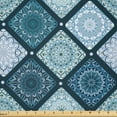 thumbnail image 1 of Ambesonne Geometric Fabric by the Yard Microfiber, Floral Vintage Mandalas, 5 Yards, Violet Blue Pale Teal, 1 of 1
