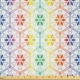 thumbnail image 1 of Ambesonne Geometric Fabric by the Yard Microfiber, Flowers Hexagons Pattern, 1 Yard, Earth Yellow Green Blue, 1 of 2