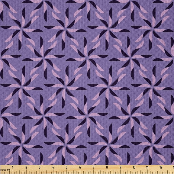 Ambesonne Geometric Fabric by the Yard Microfiber, Flowers Nature in Bloom, 1 Yard, Dark Purple Violet Lilac