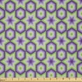 thumbnail image 1 of Ambesonne Geometric Fabric by the Yard Microfiber, Hexagons and Stars Art, 2 Yards, Pale Purple and Lime Green, 1 of 2