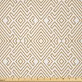 thumbnail image 1 of Ambesonne Geometric Fabric by the Yard Microfiber, Interwoven Labyrinth Line, 10 Yards, White and Pale Brown, 1 of 2