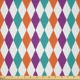 thumbnail image 1 of Ambesonne Geometric Fabric by the Yard Microfiber, Plaid Rhombus Pattern, 5 Yards, White Vermilion Purple, 1 of 1