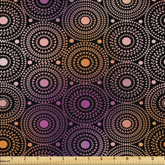 Ambesonne Geometric Fabric by the Yard Microfiber, Spots with Mini Triangles, 5 Yards, Blush Fuchsia
