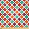 thumbnail image 1 of Ambesonne Geometric Fabric by the Yard Microfiber, Striped Colorful Squares, 1 Yard, Sea Green and Burnt Orange, 1 of 2