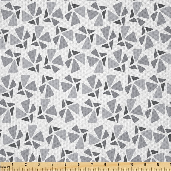 Ambesonne Geometric Fabric by the Yard Microfiber, Triangular Formations, 3 Yards, Dimgray Pale Grey