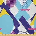 thumbnail image 1 of Ambesonne Geometric Fabric by the Yard Microfiber, Various Colorful Shapes, 5 Yards, Indigo Pink Yellow, 1 of 2