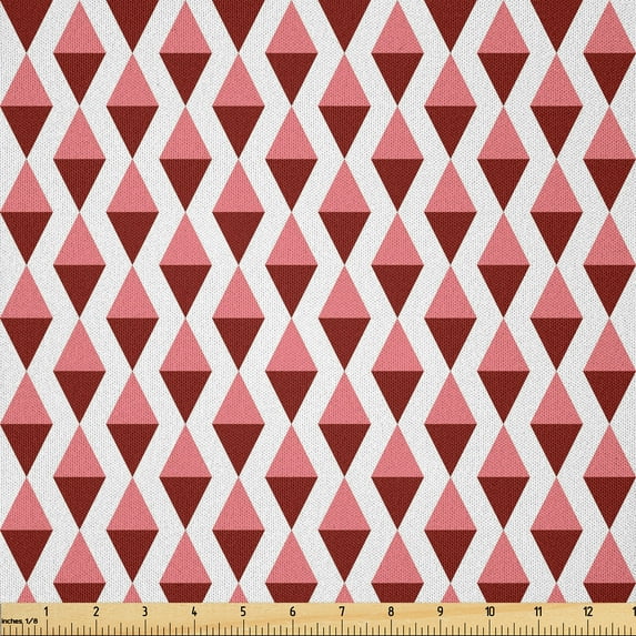 Ambesonne Geometric Fabric by the Yard Microfiber, Vertical Alignment Modern, 2 Yards, Pale Pink and Burgundy