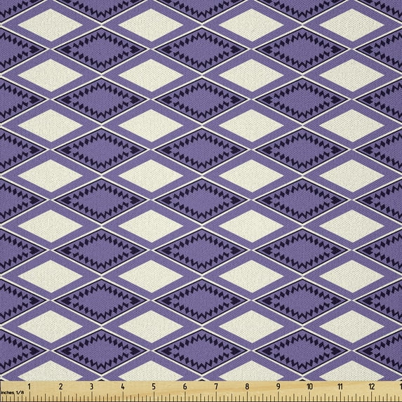 Ambesonne Geometric Fabric by the Yard Microfiber, Vivid Chevron Zigzags, 10 Yards, Dark Purple Lavender