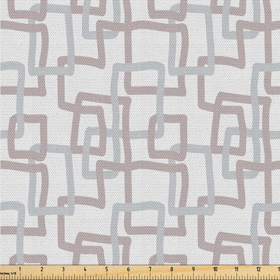 Ambesonne Geometric Fabric by the Yard Upholstery, Simple Art Modern Lines, 3 Yards, Pale Purpleblue