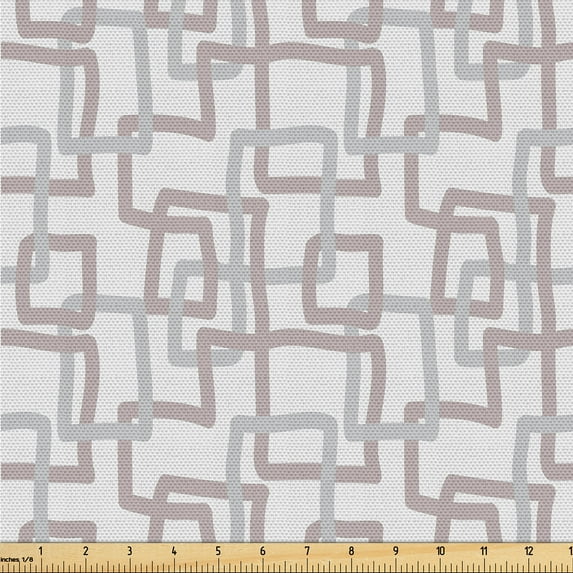 Ambesonne Geometric Fabric by the Yard Upholstery, Simple Art Modern Lines, 3 Yards, Pale Purpleblue