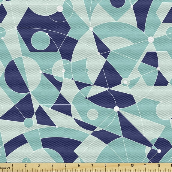 Ambesonne Geometric Fabric by the Yard Upholstery, Abstract Stripes Print, 2 Yards, Seafoam Dark Lavender
