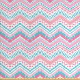 thumbnail image 1 of Ambesonne Geometric Fabric by the Yard Upholstery, Brush Stroked Zigzags, 2 Yards, Pale Pink Aqua Pink, 1 of 4